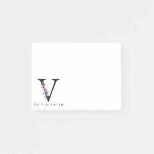VÄTSKA  BLUE-BLOMMIGT ALFABETER NAMN BREV F POST-IT BLOCK