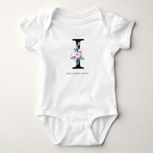 VÄTSKA BLUE-BLOMMIGT ALFABETER NAMN BREV I T SHIRT