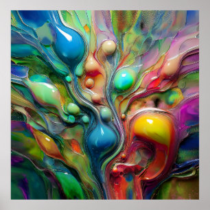 Vätska, glans, bubblor poster