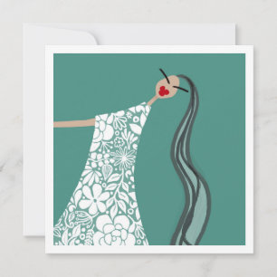 Vätska i Vita Blommor Glam Mode Art Card Inbjudningar