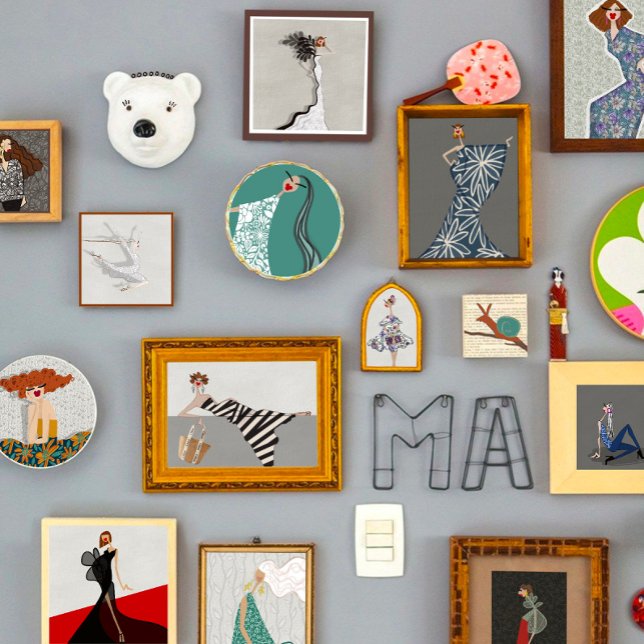 Vätska i vita blommor Glam modekonst Fototryck (Skapare uppladdad)