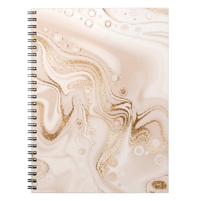 Vätska marmor i Beige med guld glitter stänk Anteckningsbok (Framsidan)