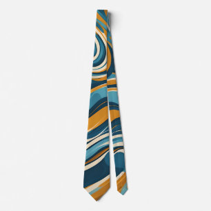 Vätska Swirl Ochre Blue Trippy Mönster Slips