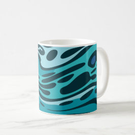Vätskedesign med blommande blå och akvatiska forme kaffemugg