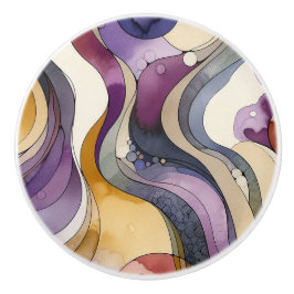 Vätskefärg i linjer lila och abstrakt med gyllene knopp