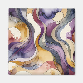 Vätskefärg i linjer lila och abstrakt med gyllene magnet