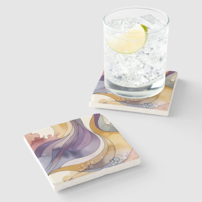 Vätskefärg i linjer lila och abstrakt med gyllene  stenunderlägg (Sidan)