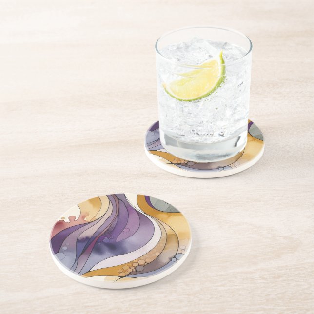 Vätskefärg i linjer lila och abstrakt med gyllene  underlägg (Sidan)