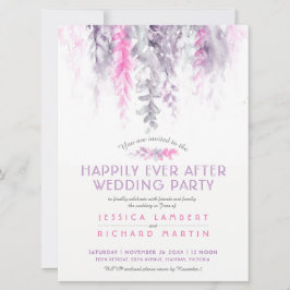 Vätskefärgade vinstockar indigo efter bröllopsfest inbjudningar