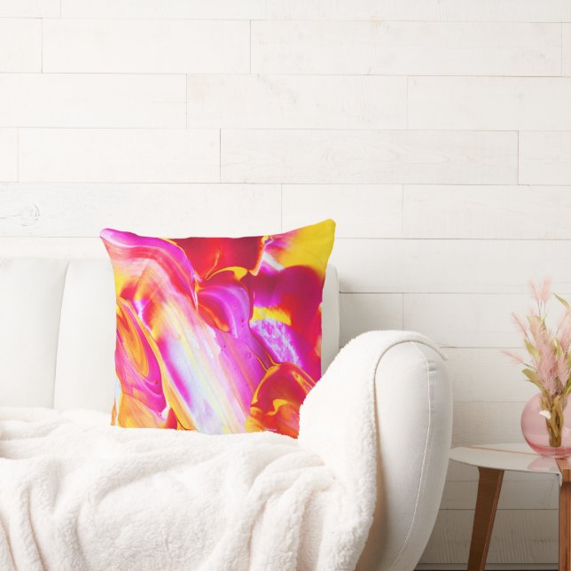 Vätskeflamma - Orange- och Gult-design Kudde (Soffa)