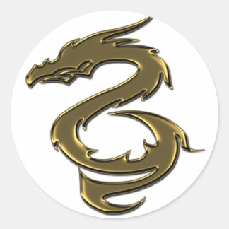 Vätskeguld- drake runt klistermärke