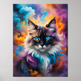 Vätskekatt med Piercing Blue Ögon Poster