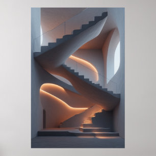 Vätskeknologi: en skulpturell Spiral-trappa Poster
