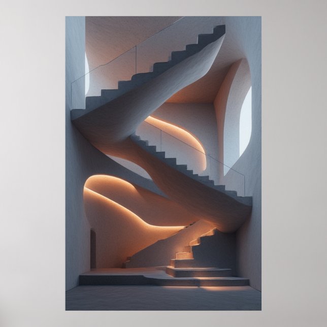 Vätskeknologi: en skulpturell Spiral-trappa Poster (Framsidan)