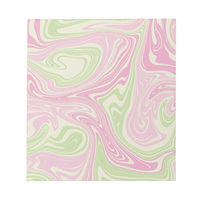 Vätskekvivalent Swirl-Grönt Rosa Mönster Anteckningsblock (Framsida)