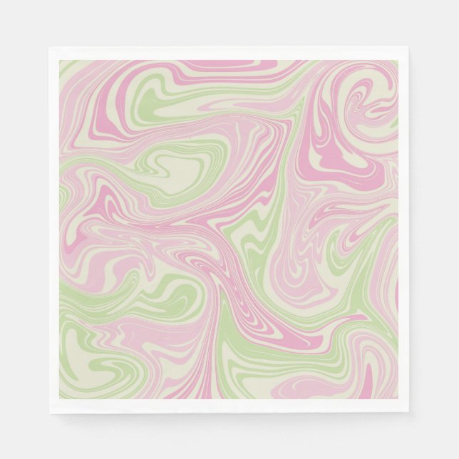 Vätskekvivalent Swirl-Grönt Rosa Mönster Pappersservett (Framsidan)