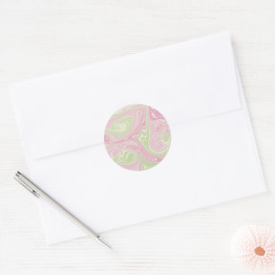Vätskekvivalent Swirl-Grönt Rosa Mönster Runt Klistermärke