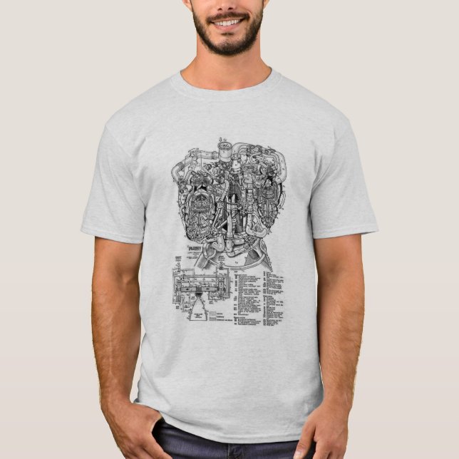 Vätskeraketmotordesign T Shirt (Framsida)