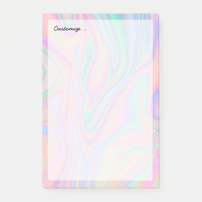 Vätskeregnbågsskimrande Unicornfärgdesign Post-it Block (Framsida)