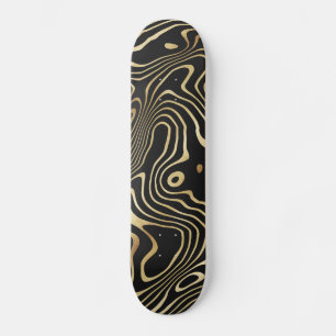 Vätskevrol i svart Guld Abstract Design Mini Skateboard Bräda 18,5 Cm