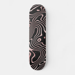 Vätskevrosa i Svarta Ro Guld Abstrakt design Mini Skateboard Bräda 18,5 Cm