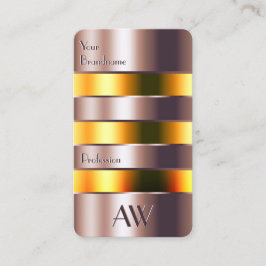 Vätskor och monogram i den moderna Orangen Guld Visitkort