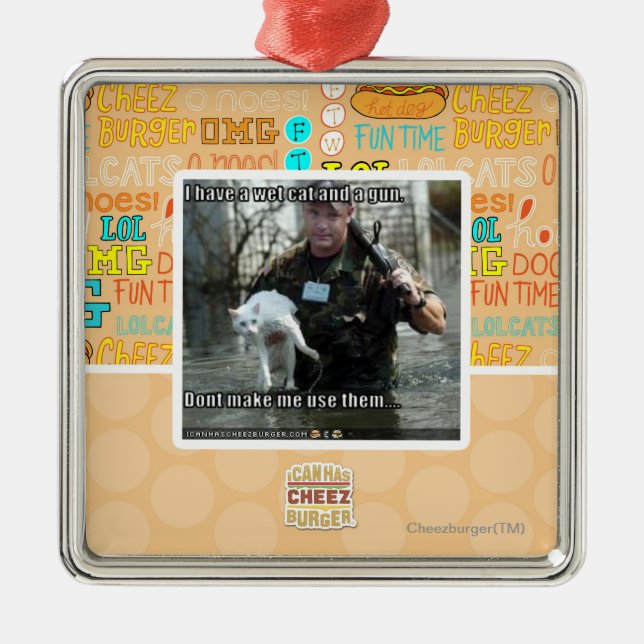 Vått katt och vapen julgransprydnad metall (Framsidan)