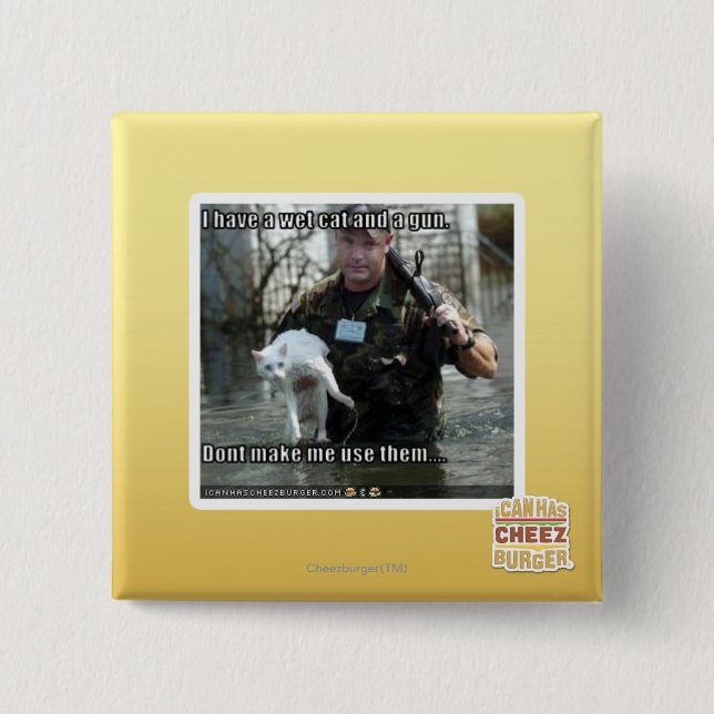 Vått katt och vapen knapp (Framsida)