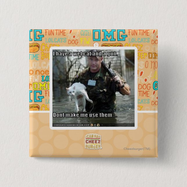 Vått katt och vapen knapp (Framsida)