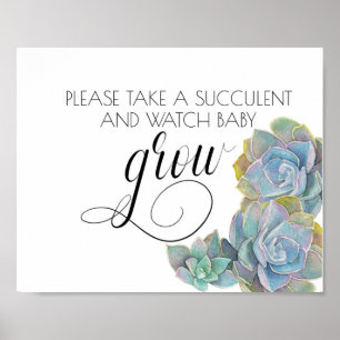 VATTA MIG TILLVÄXT, BABY SHOWER, FAVOR, SUCCULENT POSTER