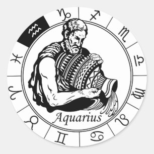 vattarius astrological zodiac-tecken runt klistermärke