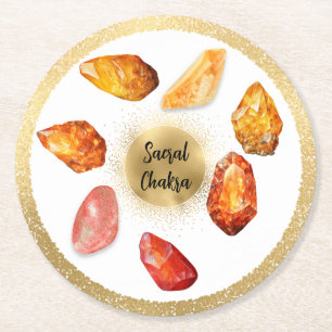 *~* Vatten AP64 Emoto Sacral Chakra Papper Underlä Underlägg Papper Rund