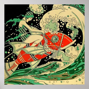 "Vatten" Art Deco av Jose Carlos Poster