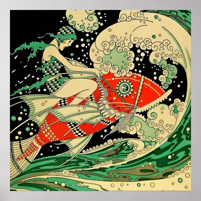 "Vatten" Art Deco av Jose Carlos Poster (Framsidan)