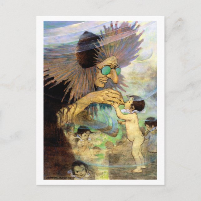 Vatten Baby och Fairy, Jessie Willcox Smith Vykort (Framsida)