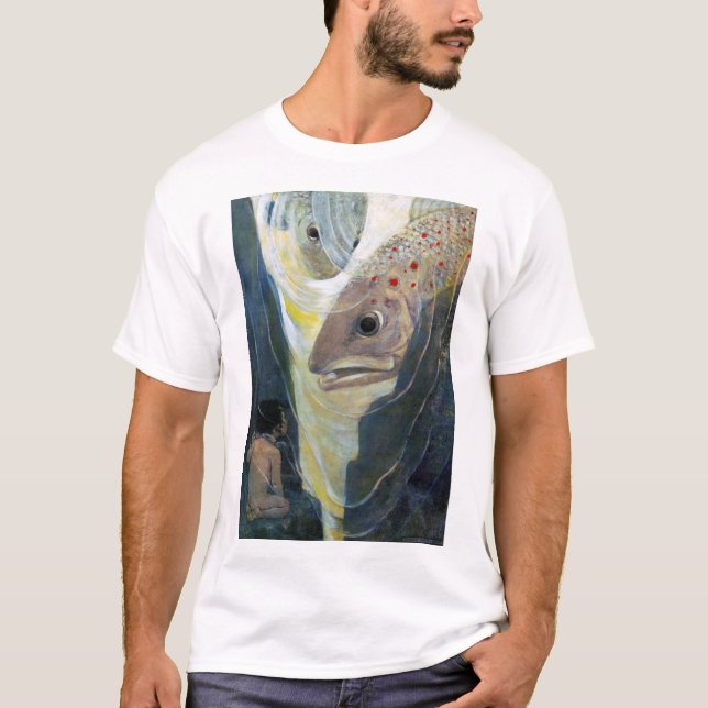 Vatten Baby och Fiskar, Jessie Willcox Smith T Shirt (Framsida)