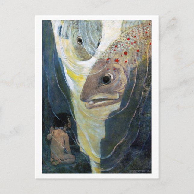 Vatten Baby och Fiskar, Jessie Willcox Smith Vykort (Framsida)