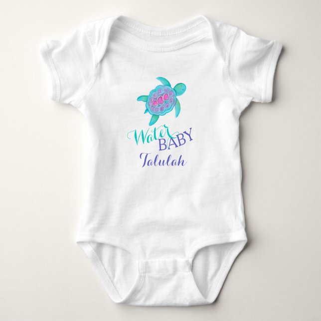 Vatten baby rosa aqua turtle art t-shirt (Framsida)