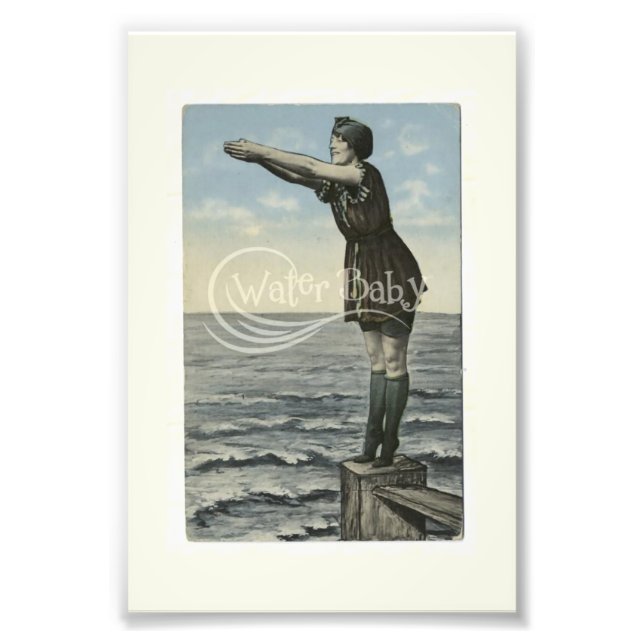 Vatten Baby Vintage Diving Girl Fototryck (Framsidan)