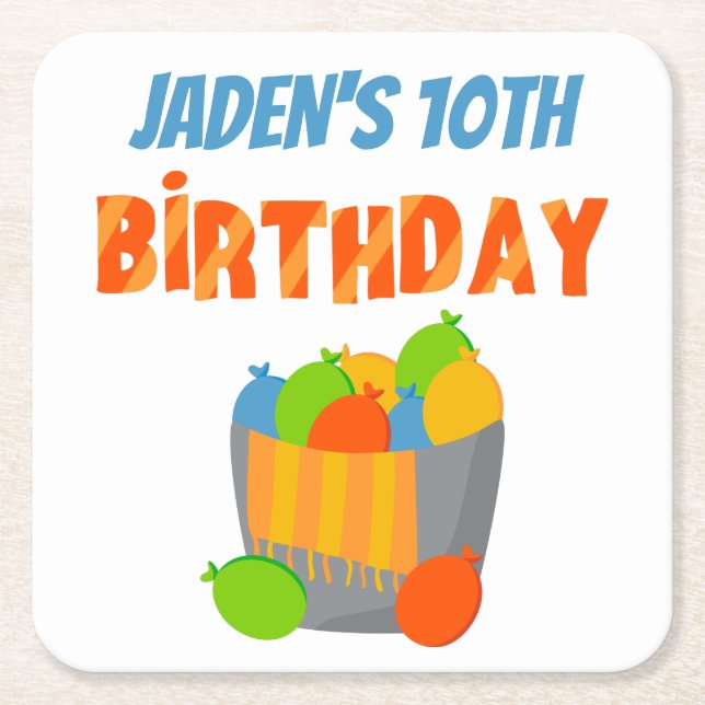 Vatten Balloon Bassäng Party Kids Sommardag i Underlägg Papper Kvadrat (Framsidan)