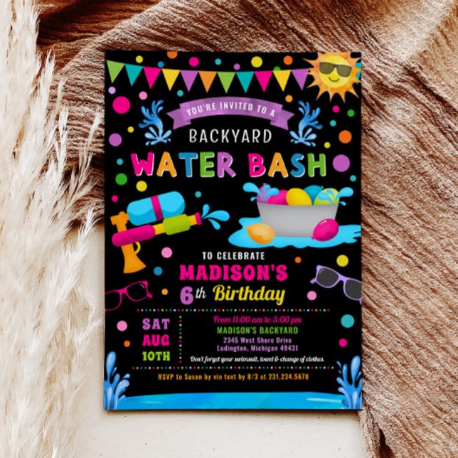Vatten Bash Girl Summer Födelsedagsfest Inbjudningar (Water Bash Girl Summer Birthday Party Invitation)