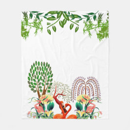 Vatten Birds Flamingo Couple Livets träd Greenery Fleecefilt