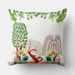 Vatten Birds Flamingo Couple Livets träd Greenery Kudde