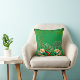 Vatten Birds Flamingo Couple Livets träd Greenery Kudde