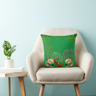 Vatten Birds Flamingo Couple Livets träd Greenery Kudde