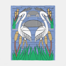 Vatten Birds Svan par Watercolor Pond Scenery Fleecefilt