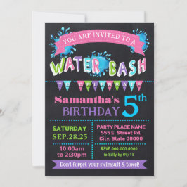 Vatten Birthday Bash Sommar Party Chalkboard-rosa Inbjudningar