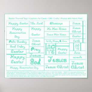 Vatten Blue Fabric Font Påsk märkres bildtexter ha Poster
