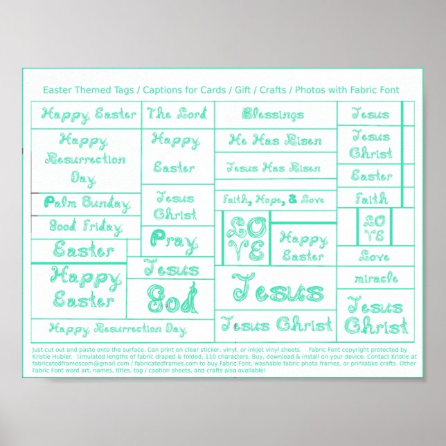 Vatten Blue Fabric Font Påsk märkres bildtexter ha Poster (Framsidan)