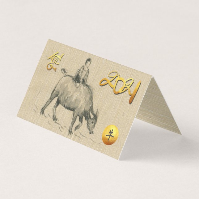 Vatten Buffalo Child Chinese Ox Year 2021 FC Kort (Framsida)